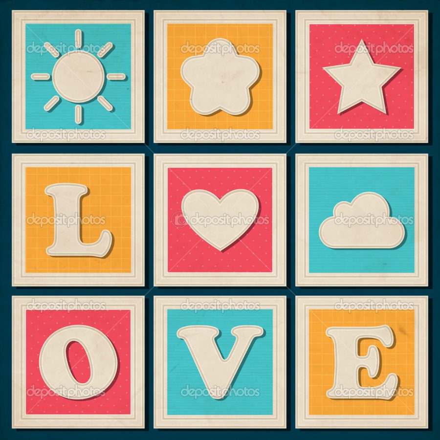 Set of vintage vector love background