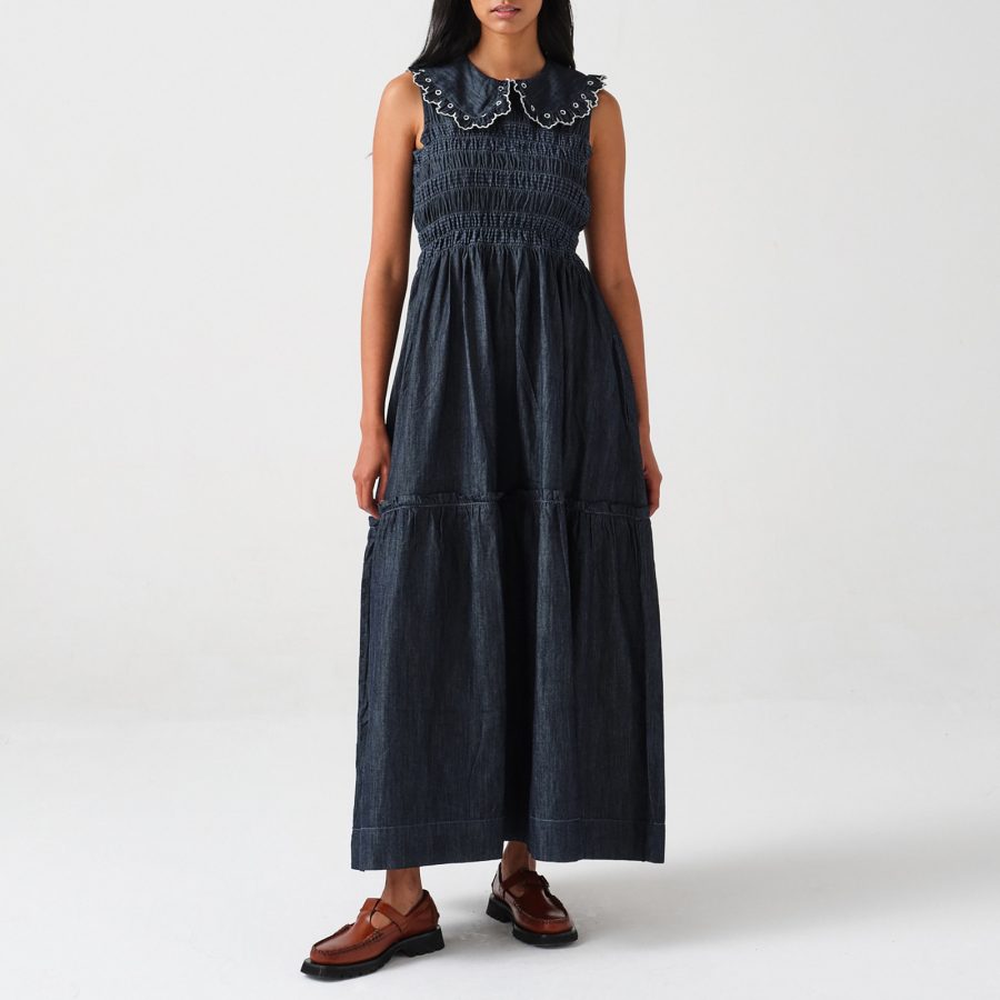 Seventy + Mochi Skye Smocked Denim Dress - UK 16