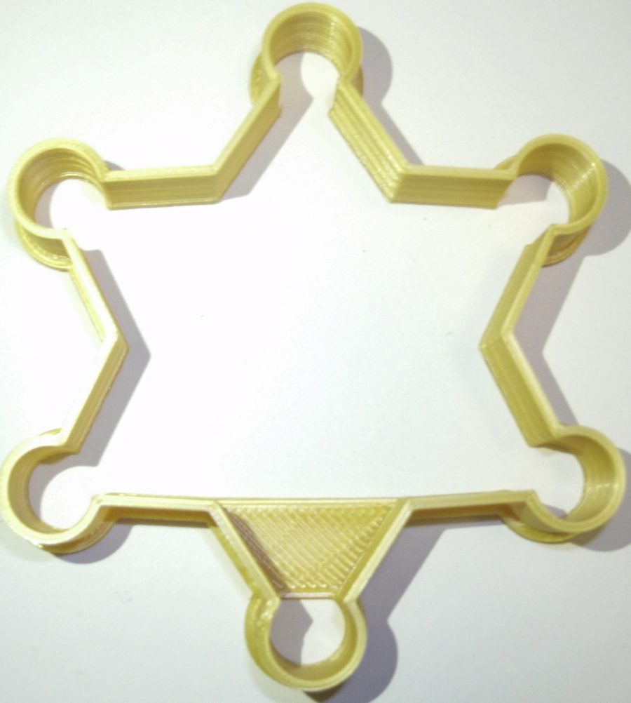 Sheriff Badge 6 Point Star Country Wild West Cookie Cutter 3D Printed USA PR892