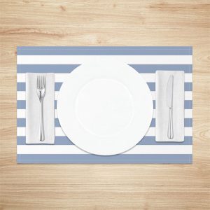 Simple Blue White Stripe Dining Set Of 4 Placemats - Aperturee