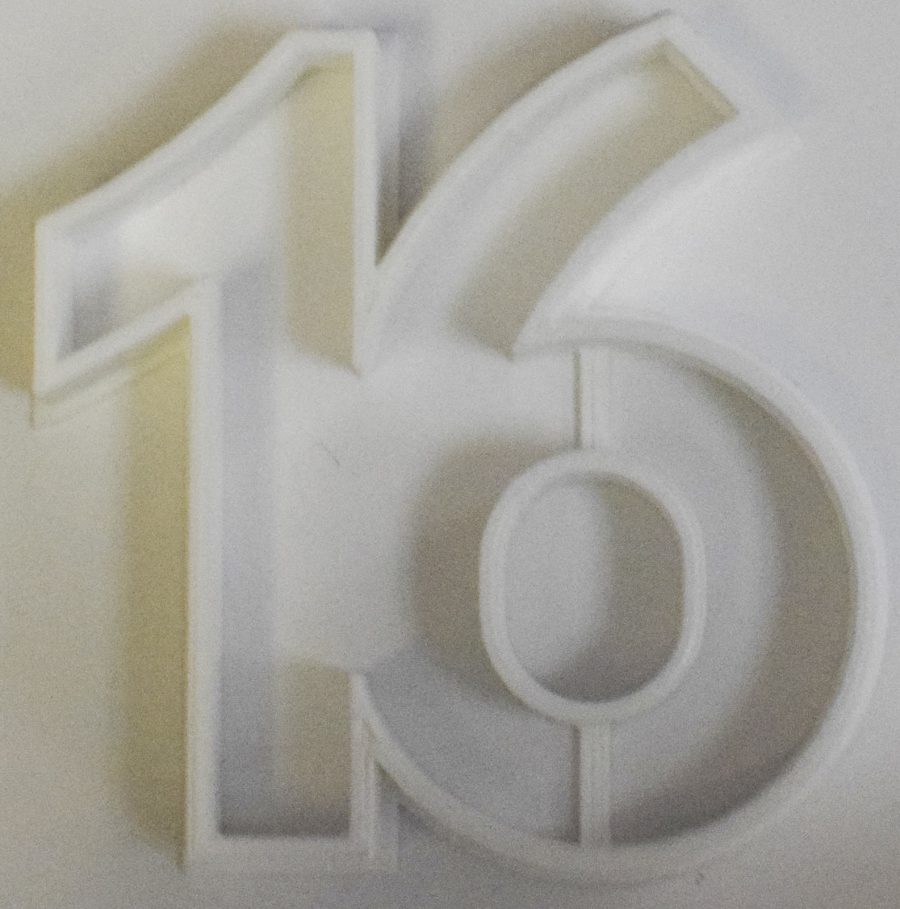 Sixteen Number 16 Birthday Anniversary Cookie Cutter 3D Printed USA PR108-16