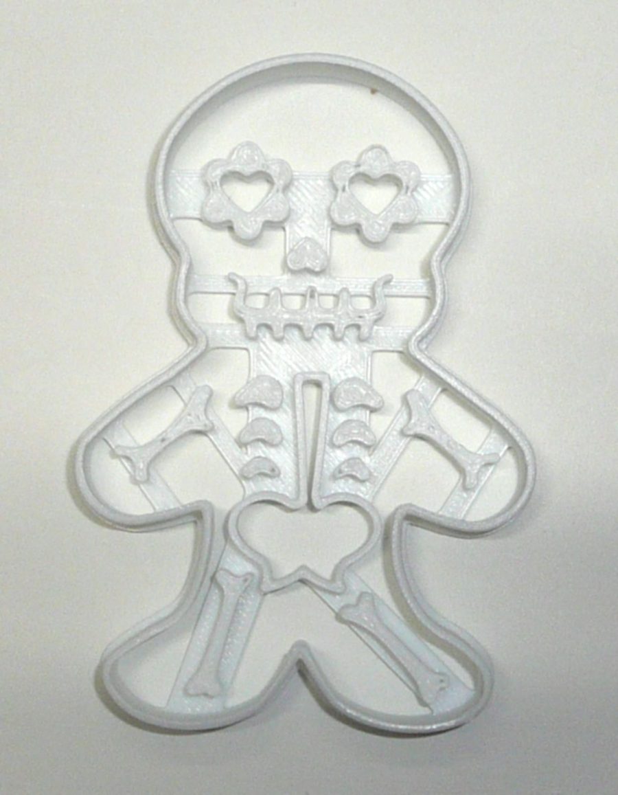 Skeleton With Detailed Gingerbread Body Heart Eyes Cookie Cutter USA PR3619