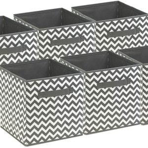 Sorbus 6 Pk Foldable Fabric Storage Cube Bin Baskets Organizer - Chevron Pattern