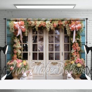 Square Flower Stand Wooden Door Easter Backdrop - Aperturee