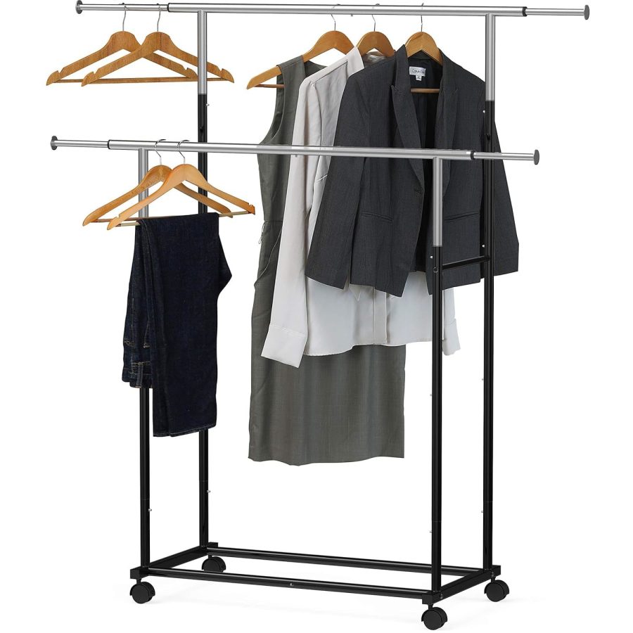 Standard Double Rod Garment Rack, Black