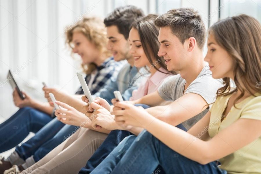 Students with gadgets