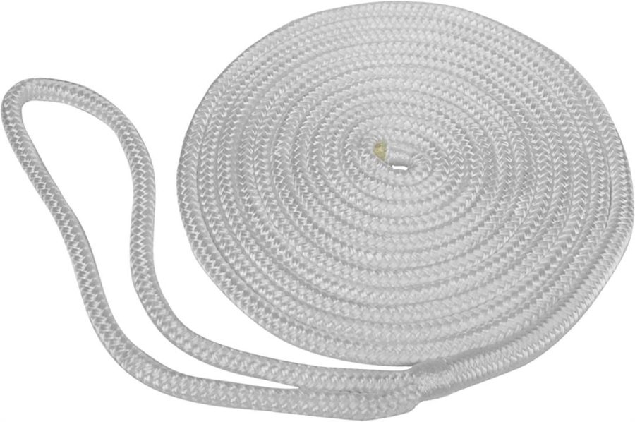 TAYLOR MADE 11328 Premium Double Braided Nylon Dock Line, 15, 3/8 INCH, White