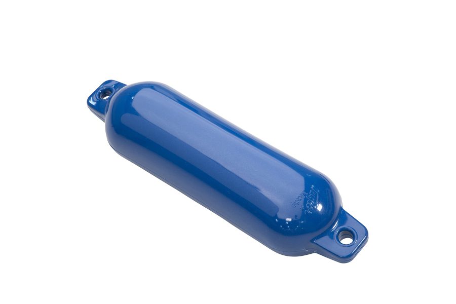 TAYLOR MADE 41028 Hull-Gard Inflatable Boat Fender, Mid Atlantic Blue (8.5 INCH x 29 INCH), Unique Oval Shape, Molded Football Needle Inflation Valve, Seamless Construction, Double Eyelets