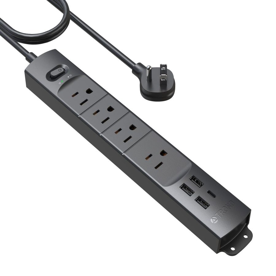 TROND Surge Protector Power Strip with USB, Ultra Thin Flat Plug 6ft Long Extens