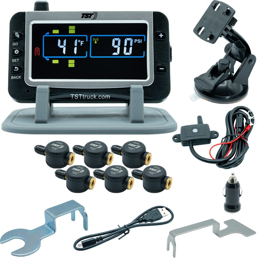 TRUCK SYSTEMS TST-507-FT-6-C TST 507 Tire Pressure Monitoring System with 6 Flow Thru Sensors and Color Display for Metal Valve Stems by Truck System Technologies, TPMS for RVs, Campers and Trailers