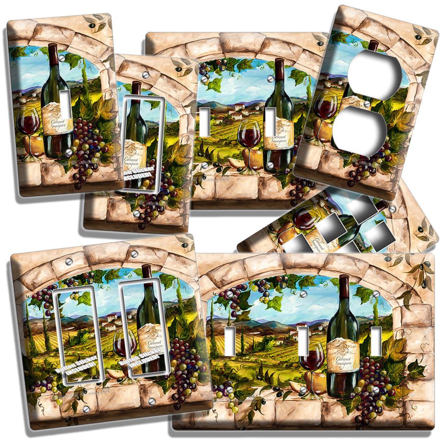 TUSCAN KITCHEN WINDOW VINEYARD WINE GRAPE LIGHT SWITCH OUTLET WALL PLATES DECOR