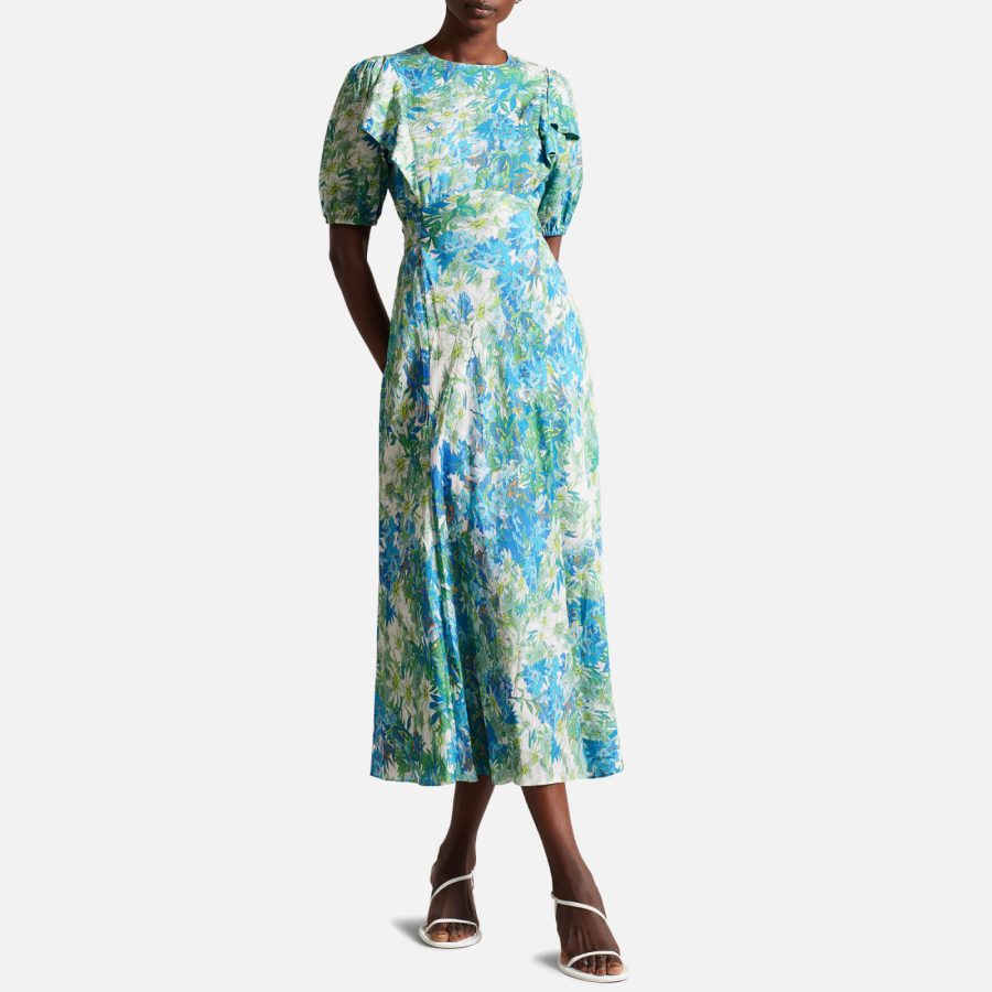 Ted Baker Nicciey Floral-Print Crepe Midi Dress - UK 8