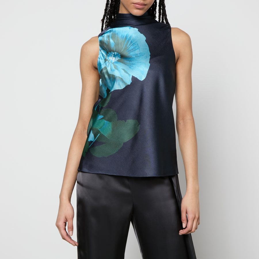 Ted Baker Setsuko Floral-Print Satin-Cloqué Top - UK 6