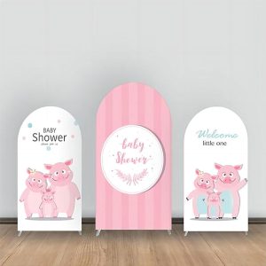 Three Pink Pigs Stripe Baby Shower Arch Backdrop Kit - Aperturee