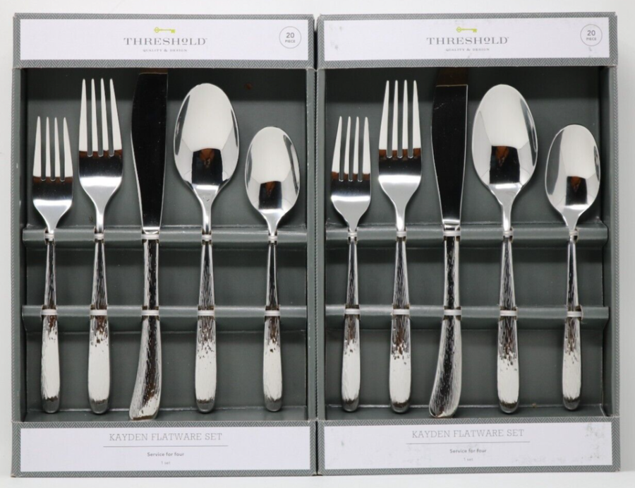 Threshold 40pc Silver Texture Kayden Silverware Set - Service For 8 - NEW