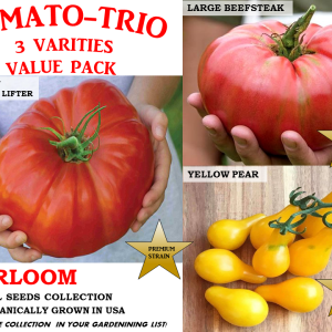 Tomato-Trio Value Pack HEIRLOOM 100+ seeds, 100% Organic Home Grown USA