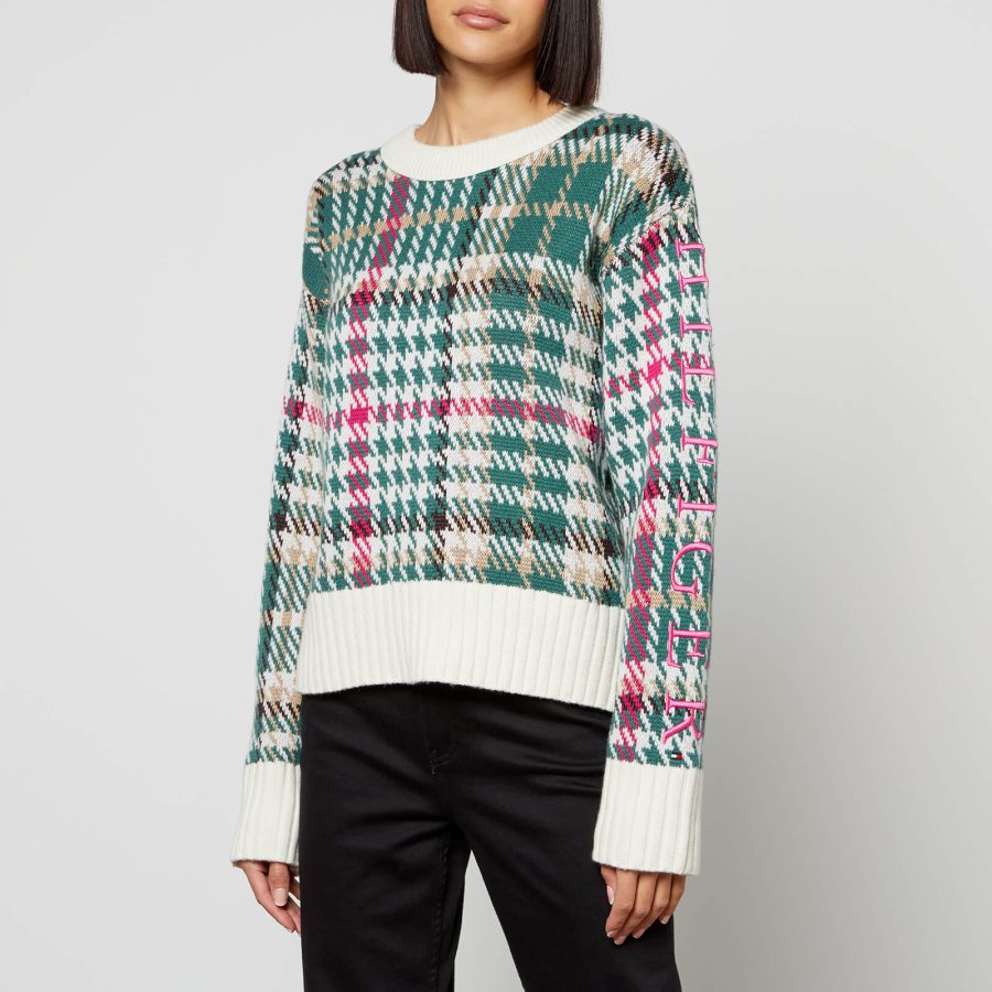 Tommy Hilfiger Houndstooth Intarsia Cotton-Blend Jumper - S