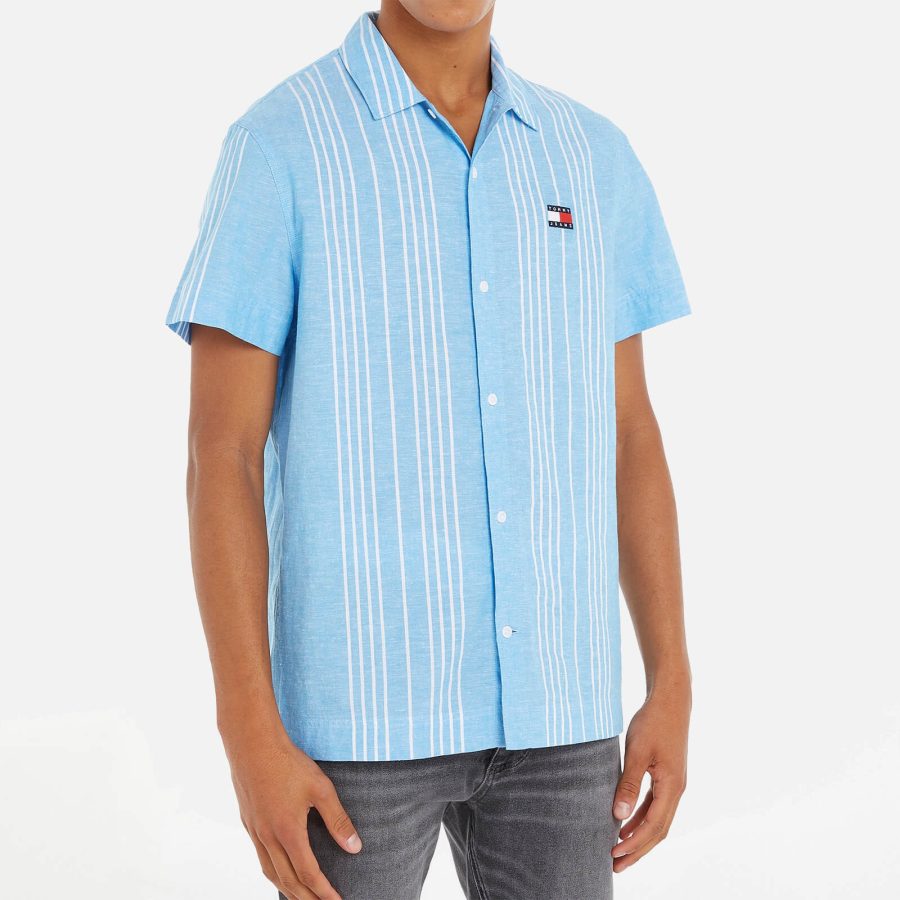 Tommy Jeans Classic Striped Cotton and Linen-Blend Shirt - S