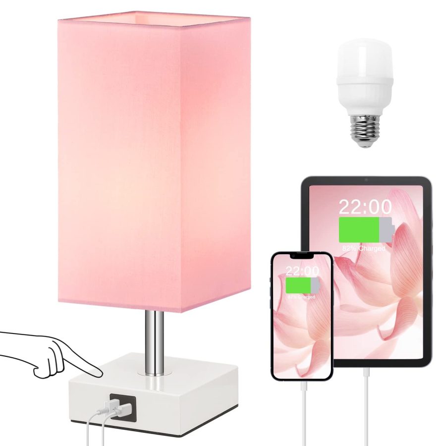 Touch Control Table Lamp With 2 Usb Charging Ports, 3 Way Touch Lamps Beside Des