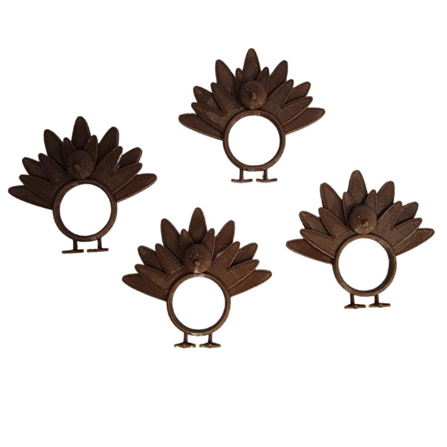 Turkey Napkin Rings Set Of 4 Brown Thanksgiving Table Decor USA PR128-BRN-4