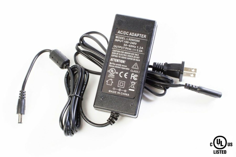 UL LISTED 9V 5A 45W AC adapter 100v-240v 5.5mm x 2.1mm DC plug LEDUPDATES