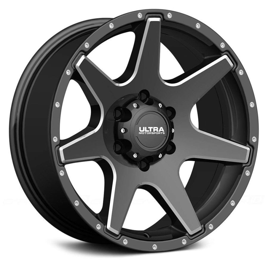 ULTRA 205-2982BM+18 205BM Tempest Gloss Black with Milled Accents and Clear-Coat Wheel with Painted Finish (20 x 9. inches /8 x 6 inches, 18 mm Offset)