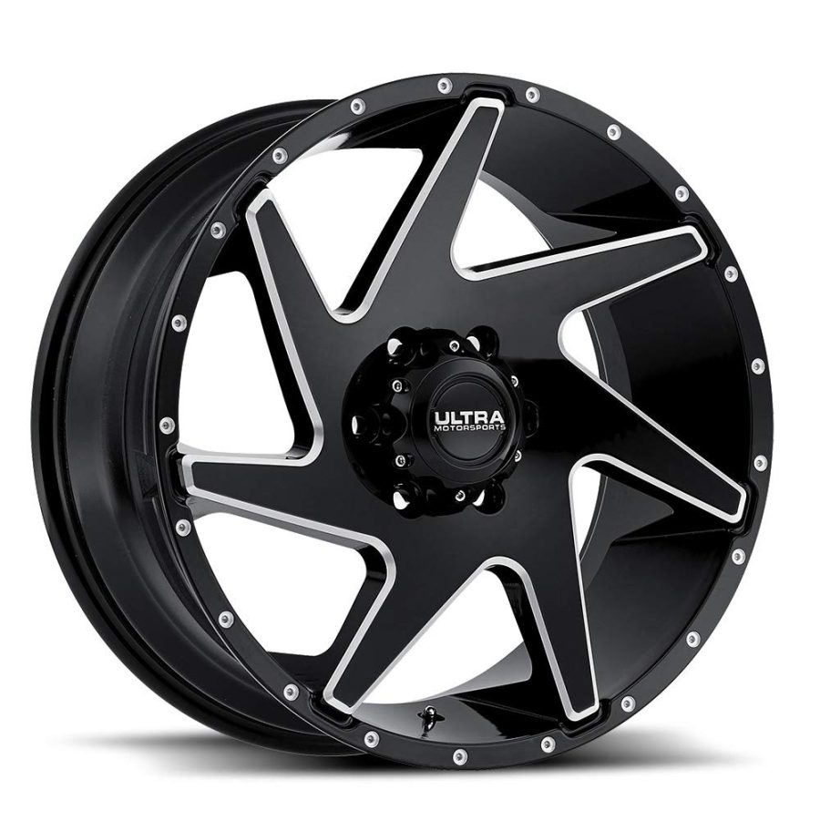 ULTRA 206-2163BM25 206BM Vortex Gloss Black with Milled Accents and Clear-Coat Wheel (20x10 INCH/6x135mm, -25mm offset)