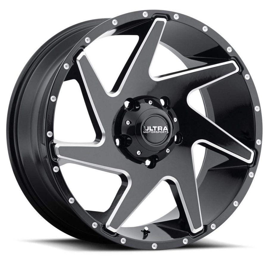 ULTRA 206-2273BM44 206BM Vortex Gloss Black with Milled Accents and Clear-Coat Wheel (22x12 INCH/5x5 INCH, -44mm offset)