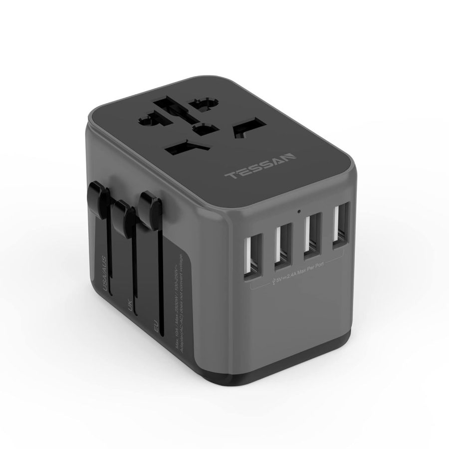 Universal Power Adapter, International Plug Adapter With 4 Usb Outlets, Travel W