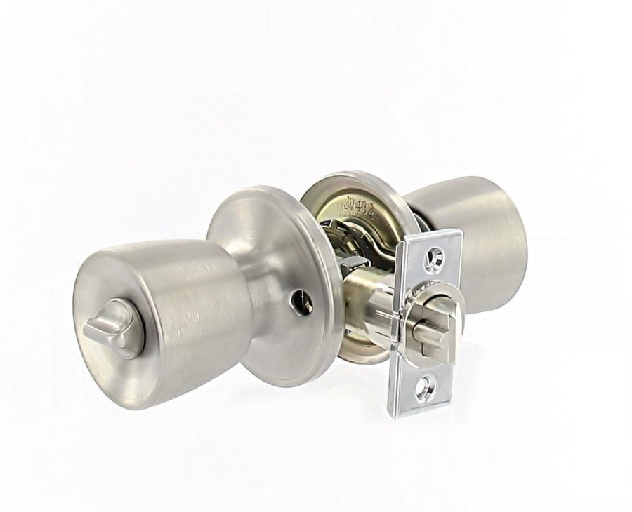 VALTERRA L32CS010 Stainless Steel Mobile Home Entrance Lock - Knob x Knob,Silver