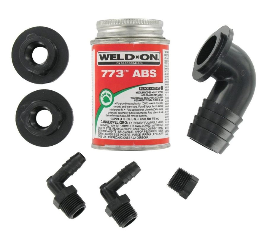 VALTERRA RK907 90° Barbed Elbow ABS Tank Fill Kit with Cement , Black