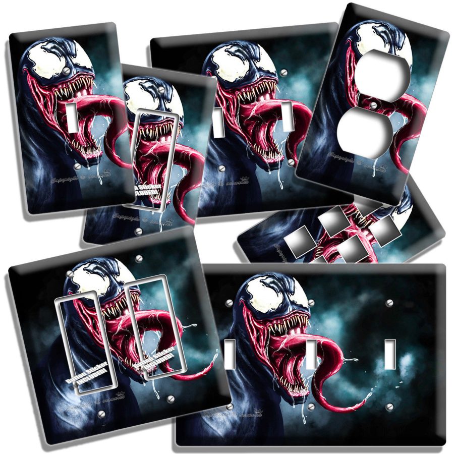 VENOM COMICS DARK SUPER VILLAIN LIGHT SWITCH OUTLET WALL PLATE ROOM MAN CAVE ART