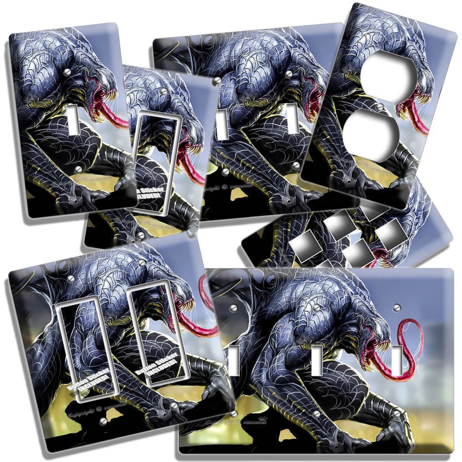 VENOM COMICS VILLAIN DARK SUPER HERO LIGHT SWITCH OUTLET WALL PLATES ROOM DECOR