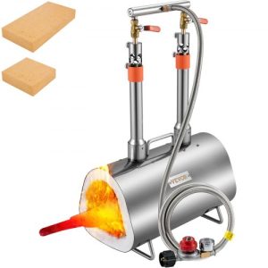 VEVOR Propane Forge Portable, Double Burner Tool and Knife Making, Large Capacity Blacksmith Farrier Forges, Mini Furnace Blacksmithing, Stainless Steel Gas Forging Tools and Equipment, Oval