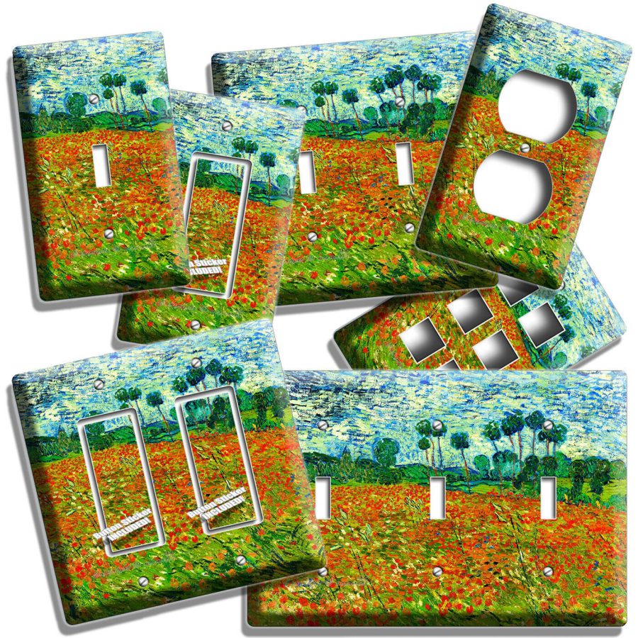 VINCENT VAN GOGH POPPY FLOWER FIELD LIGHT SWITCH OUTLET PLATES ROOM HD ART DECOR