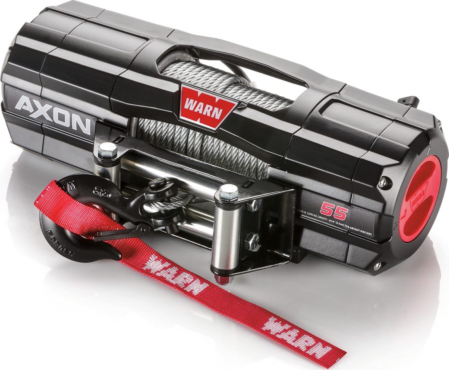 WARN 101155 AXON 55 Powersports Winch With Steel Rope and HUB Wireless Receiver: 1/4 INCH Diameter x 50FT Length, 2.75 Ton (5,500 lb) Pulling Capacity