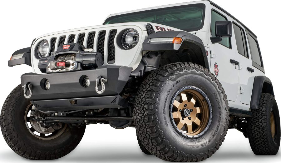 WARN 102510 Jeep Wrangler JL/JK and Gladiator JT Front Crawler Bumper: Stubby, without Tube