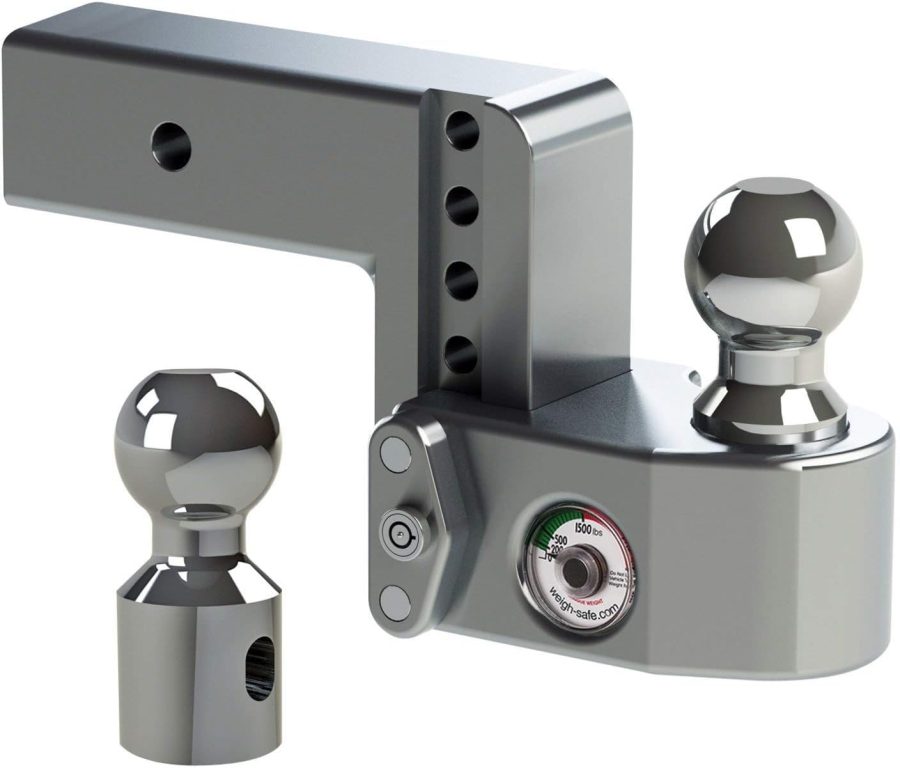 WEIGH SAFE WS4-2.5 Adjustable Ball Mount with 4 INCH Drop and 2.5 INCH Shank, Aluminum