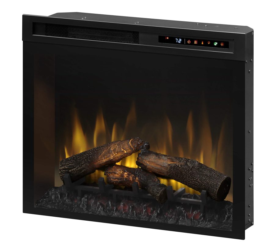 WESCO XHD28L Dimplex 28 Inch Built-in Electric Fireplace - Multi-Fire XHD Firebox with Logs and Realistic Multi-Color Flames | Model: