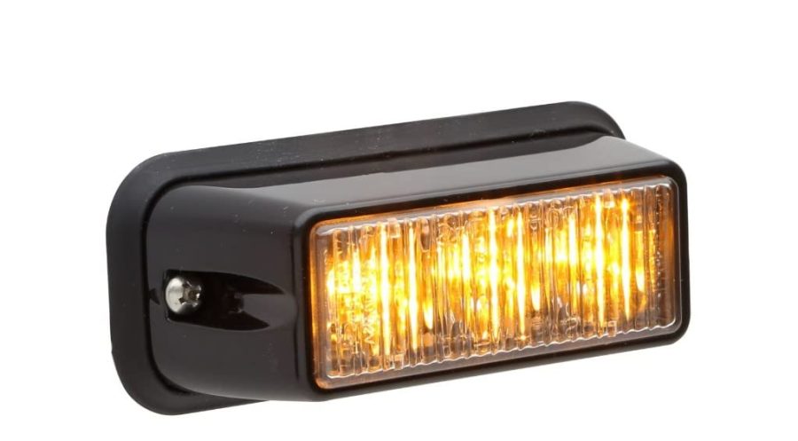 WHELEN RSA03ZCR Warning Light; TIR3 Series; 3-1/2 Length x 1-1/4 Width x 1.125 Inch Height; Horizontal Surface Mount; Directional LED; Amber Lens; 25 Scan-Lock Flash Pattern; 12 Volt DC; 0.4 Peak AMP/ 0.16 Average AMP; SAE Class 1 Certified; With 6 Inch