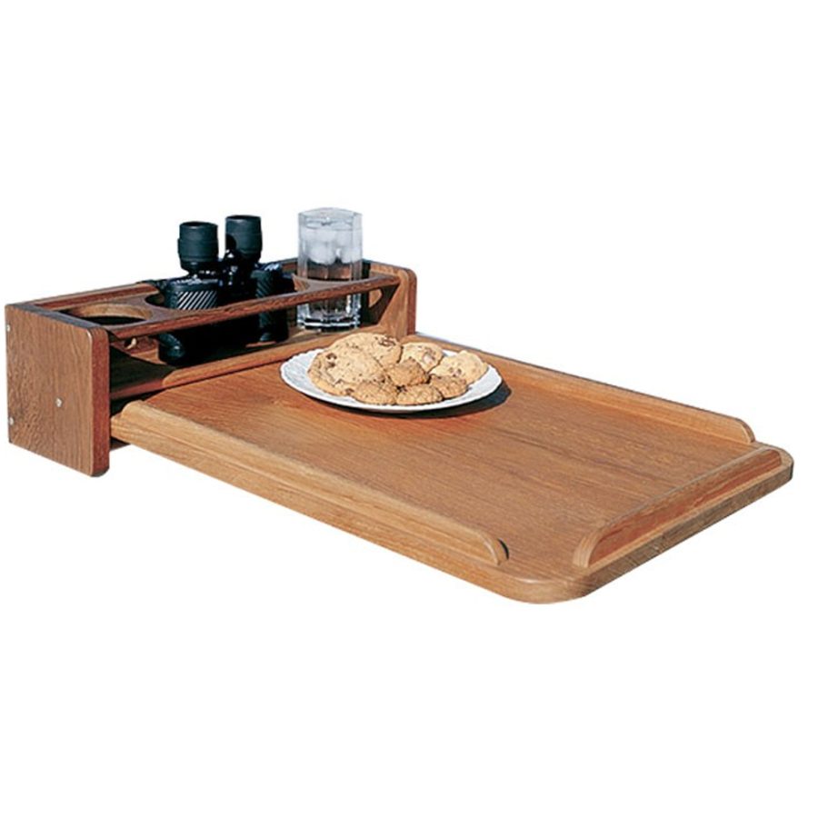 WHITECAP 61394 TEAK DRINKHOLDER WITH REMOVABLE COCKPIT TABLE TOP - HOLDS 4 GLASSES