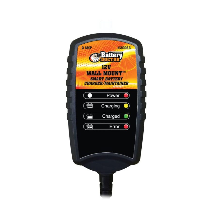 WIRTHCO 20063 Black Wall Mount Smart Battery Charger and Maintainer (12V, 2Amp)