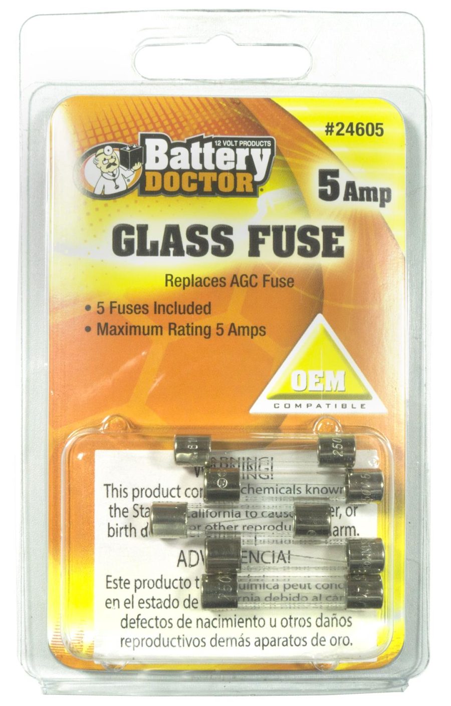 WIRTHCO 24605 Agc Glass Fuse-5A-5Pcs