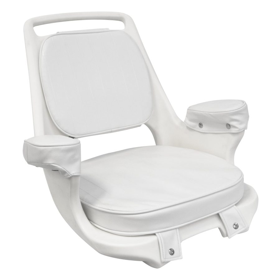 WISE 8WD1007-3-710 Captains Chair with Cushions and Mounting Plate, White