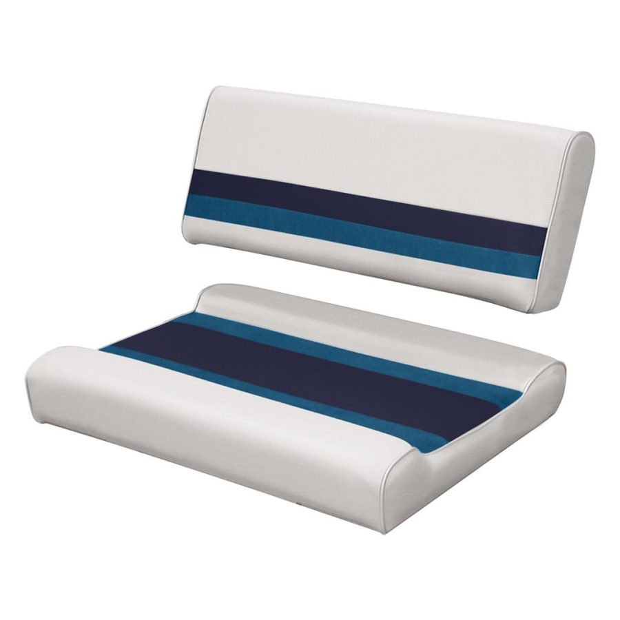 WISE D125FF1008 8WD125FF-1008 Deluxe Series Pontoon Flip-Flop Seat Cushion Set, White/Navy/Blue - use with 8WD125FF-1B-204 Base