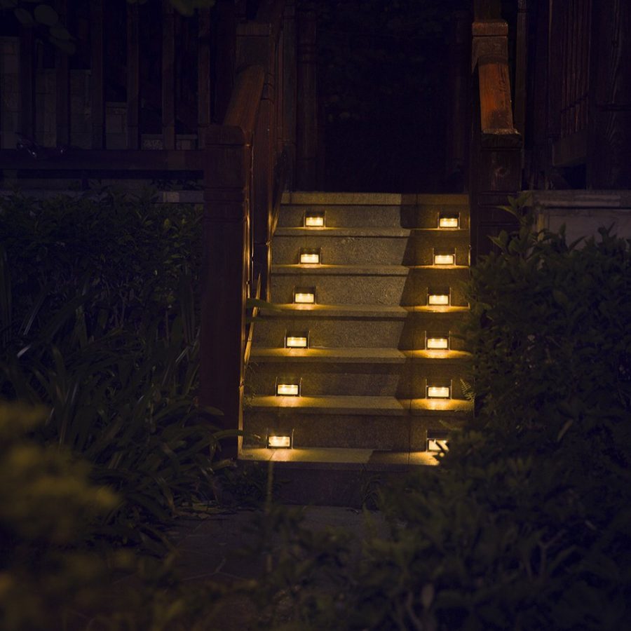 [Warm Light] Solar Lights For Steps Decks Stairs Fences, Led Waterproof, 6 Pack