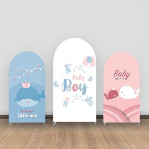 Whale Blue Pink Boy Baby Shower Arch Backdrop Kit - Aperturee