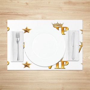 White Golden Star Crown Repeat Set Of 4 Placemats - Aperturee