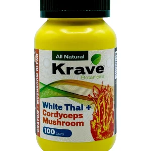 White Thai + Cordyceps Mushroom Krave Botanicals Kratom Capsules 100ct