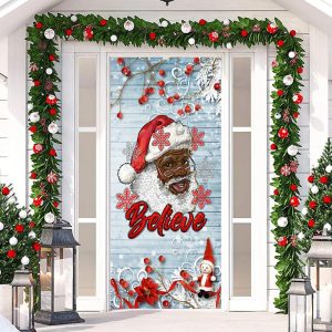 White Wooden Wall Santa Claus Christmas Door Cover - Aperturee